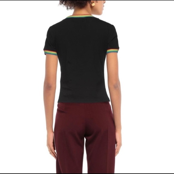 Alice + Olivia Rainbow Sequined LUCKY STAR T-Shirt - XS - NWT - Black/Multi - Picture 5 of 9